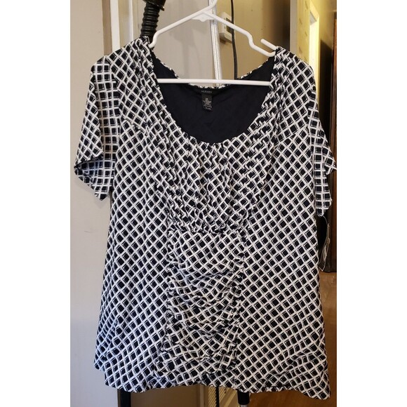 NWT - Alfani - Ruched Patterned Short Sleeved Dress Top - Same 3X - Picture 1 of 8